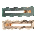 TITANIA - Hårklemme - Grønn og Brun 2 stk