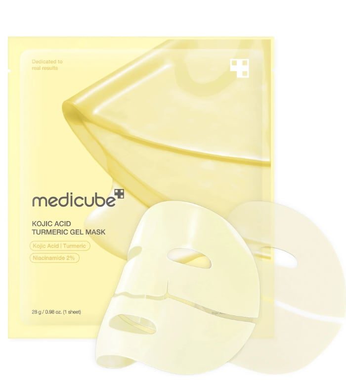 cfefa3a27db32de40a49a5e5a5d06353.jpg MEDICUBE - Kojic Acid Turmeric Brightening Gel Mask 4pcs - Bilde 1
