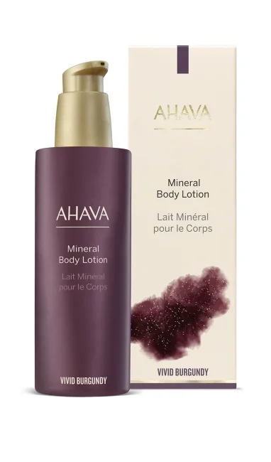 b3fcf2fa247df62cd069cb26832a0d44.webp AHAVA Vivid Burgundy Mineral Body Lotion 250ml - Bilde 1